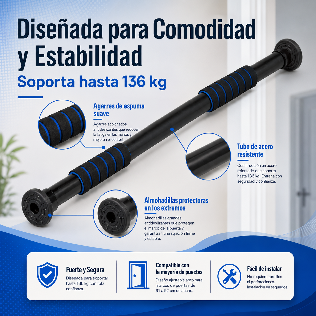 Barra de Dominadas Prontavita™  – El Gimnasio en Tu Puerta, Sin Obras
